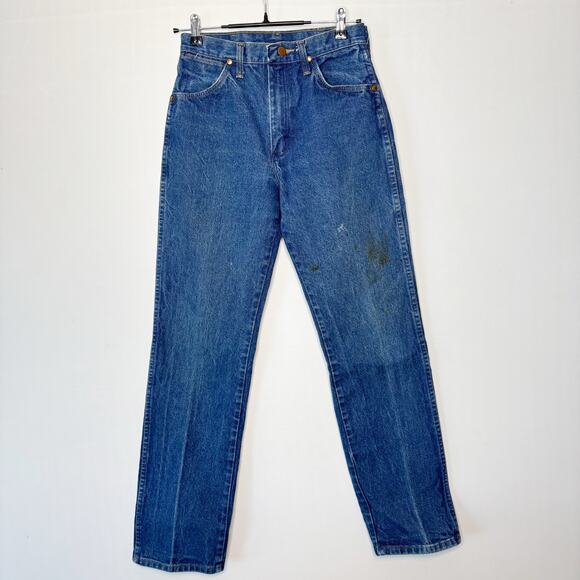 Vtg‎ Wrangler USA 13MWZ High Rise Straight Leg Western Jean 27x30 Medium Wash - Picture 1 of 10